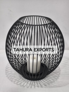 <b>Black</b> round wire candle <b>holder</b> for modern homes Minimalist style that fits perfectly in living rooms or bedrooms - Product Image 3