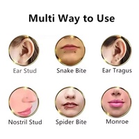 Lot de 3 Piercings Coniques Sphériques en Titane G23 (6/8/10mm) pour Nez, Lèvre et Oreille - Vente en Gros