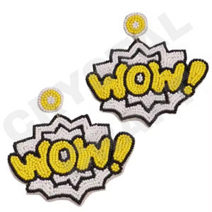 Pendientes de cuentas Boomer Sooner para mujer, color patriótico naranja, blanco y azul para bodas o días conmemorativos - Product Image 2