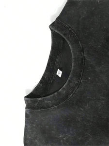 T-shirts légers en coton 100% délavés à l'acide pour hommes Haut respirant avec motif tendance solide - Product Image 3