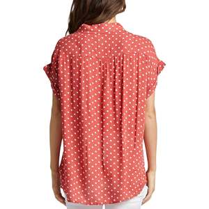Camicia da donna Alisha a pois con decorazioni in pizzo rosso scuro, colletto a risvolto, taglia L per primavera/estate, XL per autunno, vestibilità ampia - Product Image 2