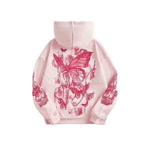 เสื้อฮู้ดผู้หญิงพิมพ์ลายตามสั่ง สำหรับฤดูหนาว ผ้าถัก ปักโลโก้ด้านหน้า สีพื้น ผ้าฝ้าย 100% สไตล์ฮิปฮอป - Product Image 2