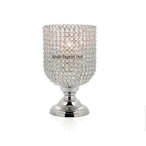 Bougeoir en cristal de luxe Fêtes de mariage Décoration de table Pièce maîtresse Élégant bougeoir en cristal argenté - Product Image 1