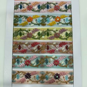 Vente en gros de tissu en filet souple de broderie en dentelle de luxe fil de polyester rayonne multicolore bordure décorative en vrac pour robes - Product Image 6