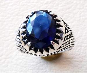 Anillo de Plata de Ley 925 con Zafiro Azul Natural, Piedra Natal de Septiembre, Joyería Navideña, Novedad al por Mayor para Hombre - Product Image 2
