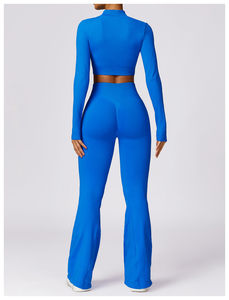 ชุดออกกำลังกายโยคะสำหรับผู้หญิง คุณภาพสูง แบบกลับด้านได้ พิมพ์โลโก้ตามสั่ง ขายดีที่สุด ผลิตจากผ้าสแปนเด็กซ์/ไนลอน แบบสั้น สีพื้น รับผลิตแบบ OEM - Product Image 6