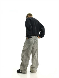 กางเกงคาร์โก้ขาตรงมีหลายกระเป๋าผ้าเดนิมวินเทจ100% ผ้าฝ้ายออร์แกนิก2025สินค้ามาใหม่คุณภาพพรีเมี่ยม - Product Image 6