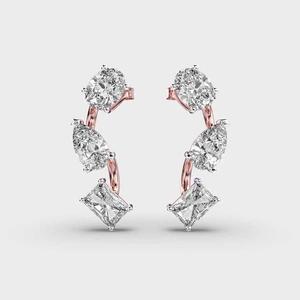 ต่างหูเพชรคุณภาพดีที่สุด ผลิตในห้องปฏิบัติการ ชุบโรเดียม เครื่องประดับทันสมัย เหมาะสำหรับงานปาร์ตี้และงานเลี้ยงอาหารเช้าวันหยุดสุดสัปดาห์ - Product Image 3