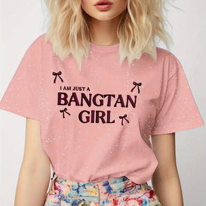 Camiseta de Verano Casual para Mujer 2025, Hombros Caídos, Diseño Personalizado con Impresión, 100% Algodón, Venta al Por Mayor OEM, Alta Calidad, Envío Rápido - Product Image 1