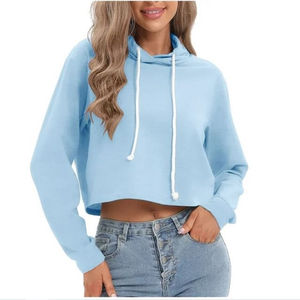 2024 nuevo diseño recortado Logo pulóver sudadera de alta calidad de manga larga Yoga Crop Top personalizado XS sudaderas con capucha para mujer para invierno - Product Image 1