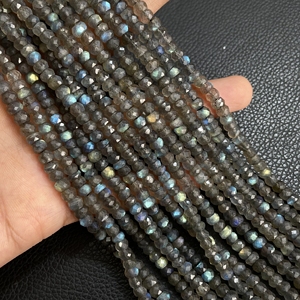 Perles en forme de rondelle à facettes en labradorite de qualité fine perles en gros arc-en-ciel noir perles flash multicolores - Product Image 1