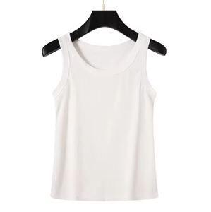 Débardeur de sport côtelé sans manches pour femme, dos nageur, rembourré, respirant, style club sexy, en Spandex/Polyester pour adultes - Product Image 1