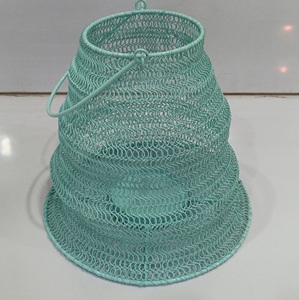 Blue wire Metal wax Light <b>Lantern</b> hanging Tealight Candle Holders <b>Large</b> for wedding Parties Christmas and Special Occasion - Product Image 2