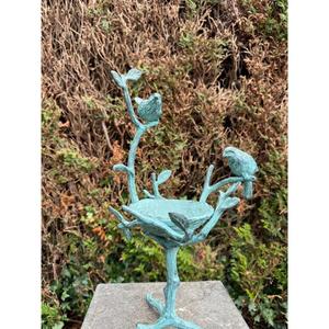 Adorno Decorativo Antiguo de Árbol de la Vida con Pájaros Sentados en un Pilar y un Recipiente, para Jardín, Estilo Rústico, Comedero para Pájaros - Product Image 4