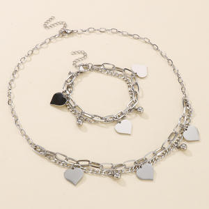 Hot Selling Romantic Heart Shape Stainless Steel Set Gold Plated Durable Titanium Steel Includes <b>Matching</b> <b>Bracelet</b> Parties - Product Image 5