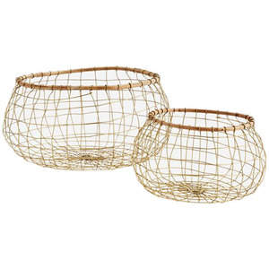 Cesta de Metal con mango de madera para jardín, cesta de almacenamiento redonda de lujo para flores - Product Image 5