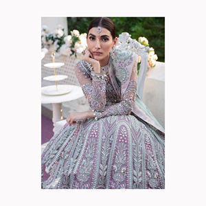 หนักlehengaชอลิดูปัตตาเสื้องานเย็บปักถักร้อยหินมุกงานเจ้าสาวlahnga lehengaชอลิราคาขายส่ง - Product Image 1