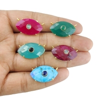 Aqua Calcedony 15x25mm à facettes en forme de marquise en argent sterling 925, pendentif œil double pierre vermeil, pendentifs fins