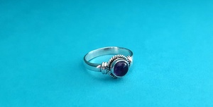 Anillo fino minimalista de Plata de Ley 925, piedra preciosa de amatista Natural, chapado en rodio, fábrica de joyería de compromiso de boda personalizada - Product Image 5