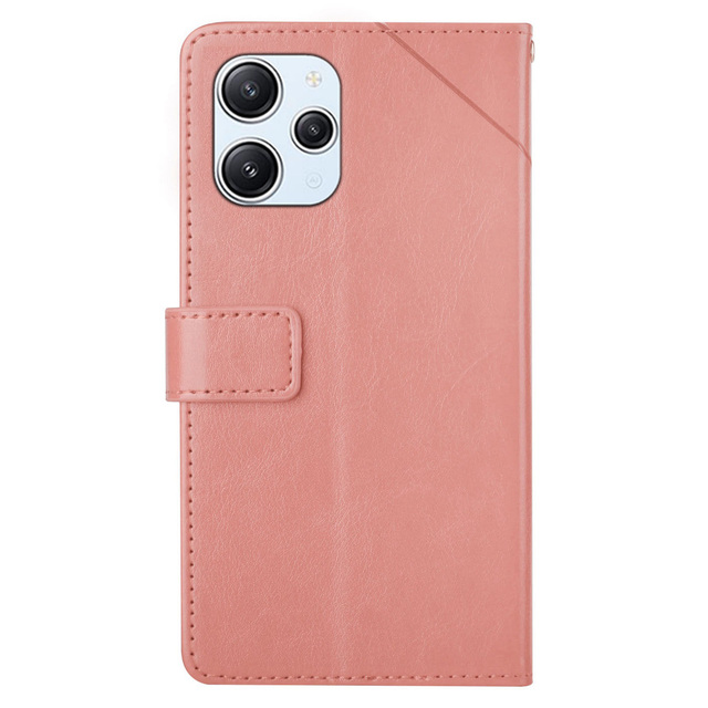 HT01 for Xiaomi Redmi 12 5G Poco M6 Pro 5G Y-shaped Line Imprinted Phone Stand Case PU Leather Wallet Cover
