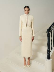 Chaqueta de nuevo diseño para mujer, chaqueta de Tweed de mezcla de lana recortada Jita de manga larga, ropa de mujer de tela de alta calidad, Whiteant Vietnam - Product Image 2