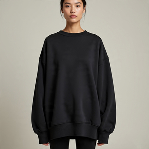 Sudaderas de lana transpirables de gran tamaño para mujer, sudaderas informales con hombros descubiertos y hombros caídos, jersey para mujer, ropa de calle, sudadera - Product Image 5