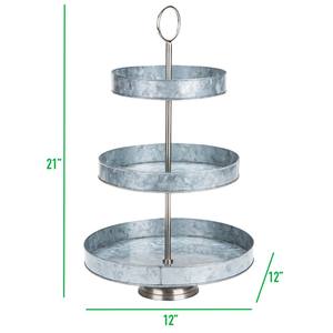 Bandeja de tres niveles de Metal galvanizado antiguo hecho a mano, Soporte redondo para cupcakes y pasteles para bodas, placa de plata con forma de número - Product Image 5