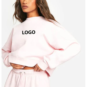 Service OEM/ODM Sweat-shirt pour femmes en coton 100% à col oversize et col ras du cou, logo imprimé sur écran personnalisé, streetwear, sweat-shirt pour femmes - Product Image 5