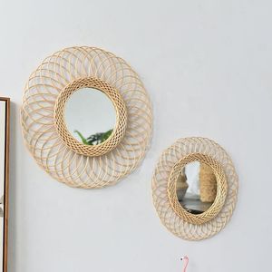 Miroir mural en rotin naturel fait main, miroir décoratif en osier, décoration personnalisée pour la maison, vente en gros d'usine - Product Image 6