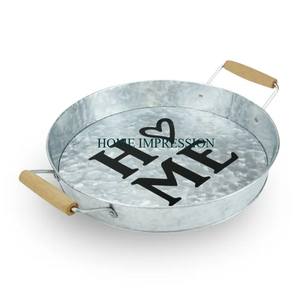 Vente en gros bac à glaçons de cuisine en métal galvanisé vintage en forme de rectangle avec manche en bois sans danger pour les aliments - Product Image 6