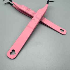 ADREES SONS BEAUTY INSTRUMENTS ASB-ETRS-001 Juego de Pinzas para Pestañas de Acero Inoxidable Sostenible Rosa y Negro con Logotipo Personalizado Tipo Gancho 90 - Product Image 6