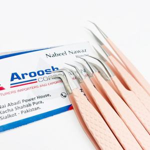 Juego de pinzas para extensión de pestañas de acero inoxidable sólido con agarre de diamante de color melocotón profesional al por mayor sostenible con el medio ambiente - Product Image 5