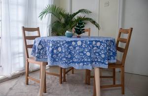 Botanical Floral Print Handmade Indian Hand Block Printed 100% Cotton <b>Table</b> <b>Cover</b> Customizable Home Hotel Wedding Banquet Use - Product Image 3