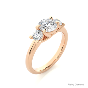 Anillo de compromiso de diamante cultivado en laboratorio de 1,0 quilates, tres piedras, oro rosa, CVD, estilo bohemio, certificado IGI, regalo de aniversario para ella - Product Image 4