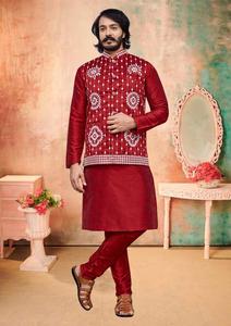 Marque de vêtements traditionnels pour garçons et hommes Vêtements ethniques Kurta Pyjama avec veste Nehru - Product Image 5