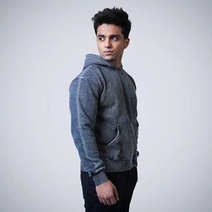Sweat à capuche personnalisé pour homme, coupe classique, en tissu éponge d'automne, imprimé numériquement, en Spandex/Polyester, délavé à l'acide, motif dessiné à la main, écologique - Product Image 2