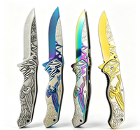 Couteau pliant EDC OEM forgé avec précision, gravure 3D motif Aigle et lame en acier inoxydable pour le camping en extérieur