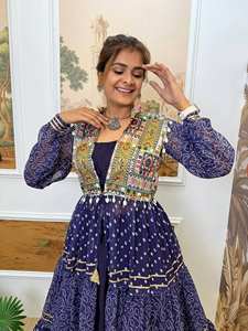 NAVRATRI SPECIAL SHRUG, BLONAVRATRI SPECIAL SHRUG, BLUSE & LEHENGA ON FAUX GEORGETTE & RAYON CON BANDHANI - Product Image 4