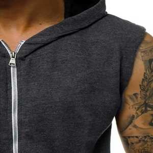 OEM Sweats à capuche pour hommes Gym sans manches sweat à capuche pour hommes Impression personnalisée débardeurs à capuche d'entraînement en coton uni de haute qualité pour couper le muscle - Product Image 3