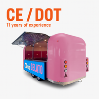Remorque alimentaire de style vintage, cuisine mobile avec éclairage LED, chariot de concession pour événements de restauration rapide
