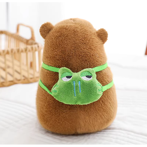 Sac à dos en peluche Capybara de 8 pouces avec détail grenouille, adorable, unisexe, 2-4 ans, rembourrage en coton PP - Product Image 2