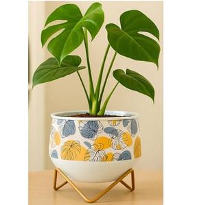 Jardinière en métal aluminium de grande taille, pot de fleurs décoratif de jardin, pot de fleurs en métal artisanal avec finition dorée - Product Image 6