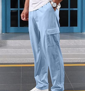 กางเกงและกางเกงสำหรับผู้ชายกางเกงผู้ชายผ้าย้อมสีล้วนป้องกันการยับ - Product Image 6