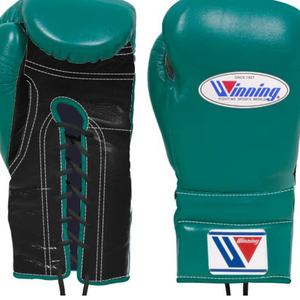 Gants de boxe à lacets gagnants, vert et noir, cuir véritable, gants de boxe professionnels pour l'entraînement et le sparring, faits à la main, 8 oz, 16 oz - Product Image 2