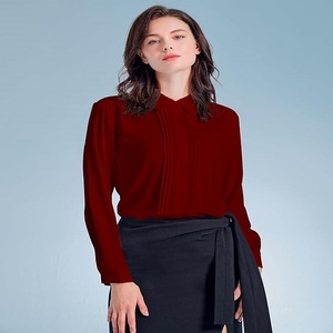 Blusas Twinset de manga larga de calidad superior para mujer, blusas de secado rápido, Color personalizado, ajuste clásico, talla grande, parte inferior de punto sólido - Product Image 5