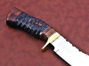 Couteaux de chasse en acier D2 faits à la main personnalisés avec manche en bois couteau Bowie poli avec gaine en cuir. - Product Image 5