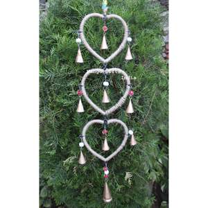 For Mango Gifts Handmade Metal <b>Crafts</b> Recycled Iron Heart for Love Wind Chime Bells Rustic for Outdoor Patio Decoration Set - Product Image 5