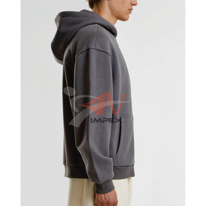 เสื้อฮู้ดซิปพิมพ์ลายตามสั่งสำหรับผู้ชายและผู้หญิง น้ำหนัก 330 กรัม ผ้าฝ้าย 70% โพลีเอสเตอร์ 30% ทรงโอเวอร์ไซส์ สไตล์สตรีทแวร์สำหรับฤดูใบไม้ผลิ ปักลายพัฟ - Product Image 3