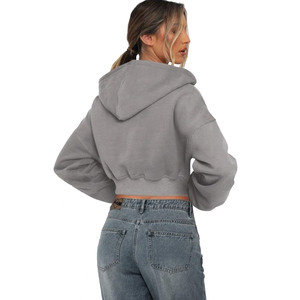 Sweat-shirt à capuche en molleton de coton lourd en gros, sweat-shirt à capuche zippé pour femmes, logo personnalisable - Product Image 2