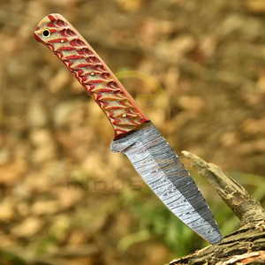 Handmade DIY Customizable Damascus Steel Hunting <b>Knife</b> Deer Horn Handle Outdoor Camping Survival <b>Knife</b> Leather <b>Sheath</b> OEM - Product Image 5